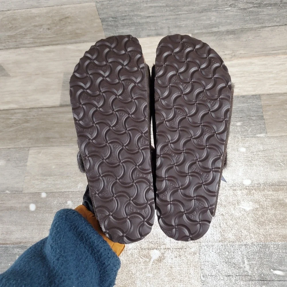 Birkenstock Arizona Shearling Womens Sandals Sz 4 Mocca Suede Leather Slip‎ On
